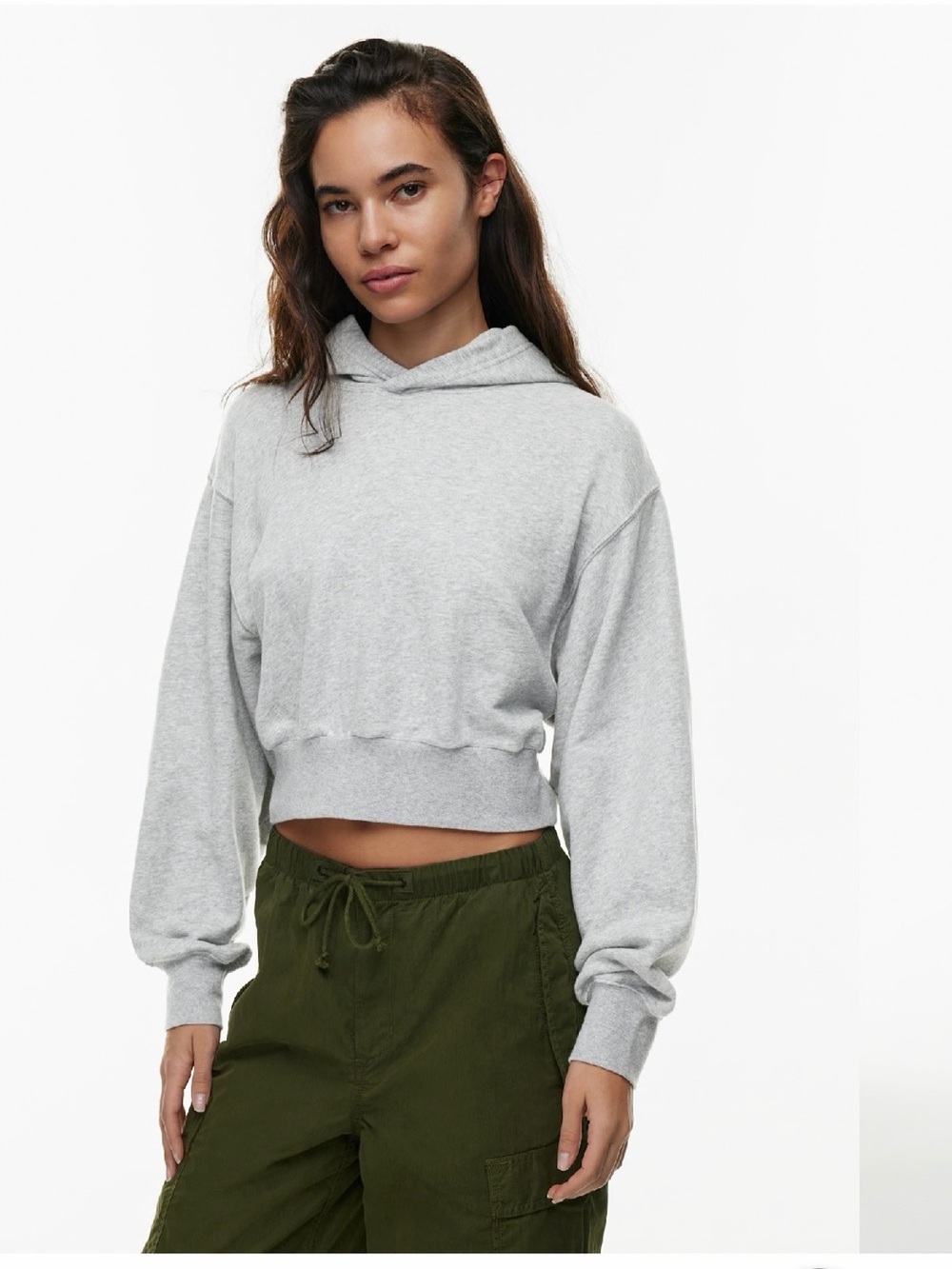 Aritzia Heather Gray Cropped Hoodie